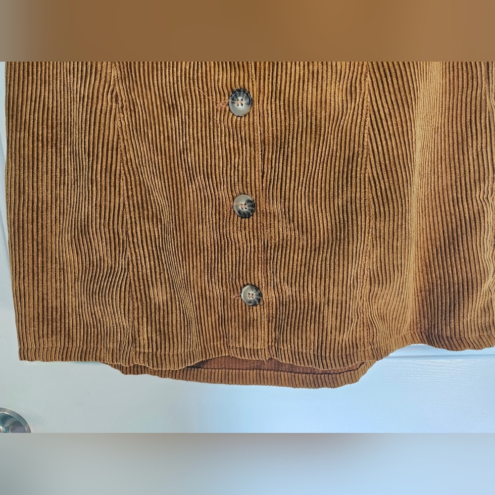 Beceel Corduroy Button-Front Skirt in Tan Women's Sz M - Picture 3 of 8